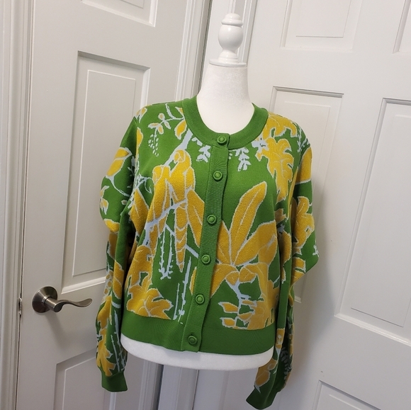 NWT Farm Rio Foliage Sketch Knit Cardigan Size XL, Ret. $195, colorful - Picture 2 of 16